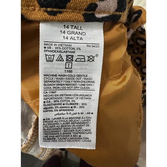 Old Navy Pants Pixie Ankle 14 Tall Gold Black Animal Leopard Print Slim Straight - Picture 7 of 7